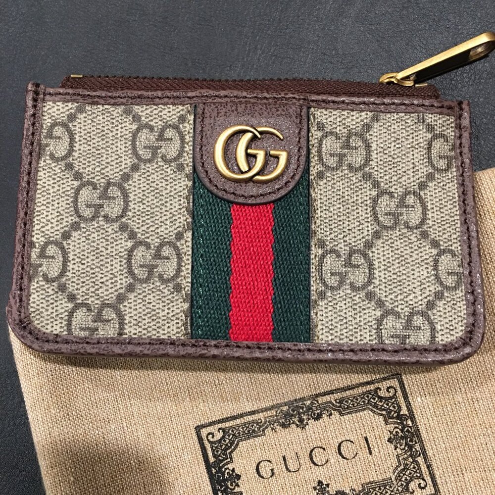 GUCCI Coated Canvas Ophidia GG Coin Purse Card Holder - Picture 2 of 7